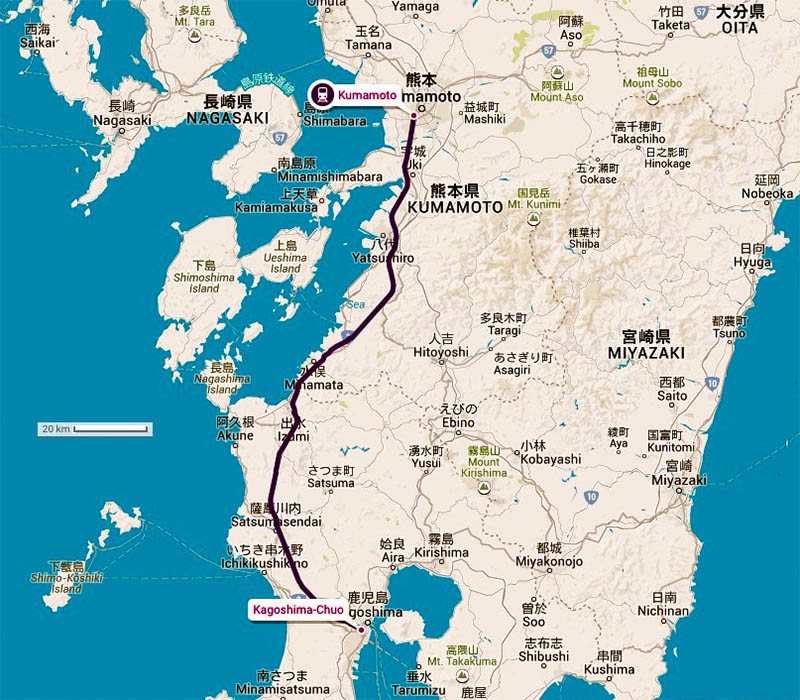 carte kumamoto-kagoshima
