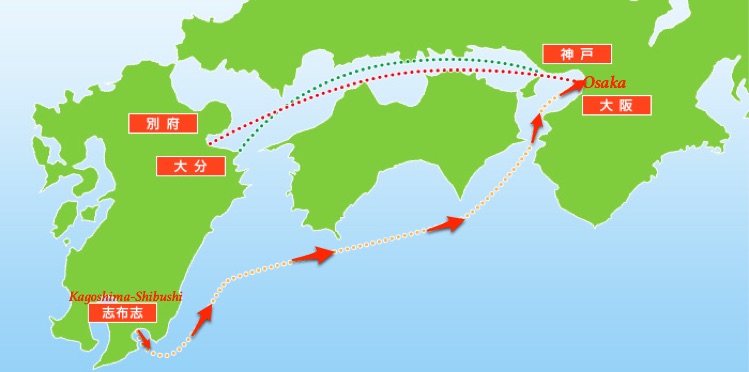 route Shibushi-Osaka